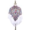 Ladies' Printed Tassel Shawl Spring And Autumn Square Thin Design Breathable Ethnic Style Scarf Sun Resistant Muslim Headscarf