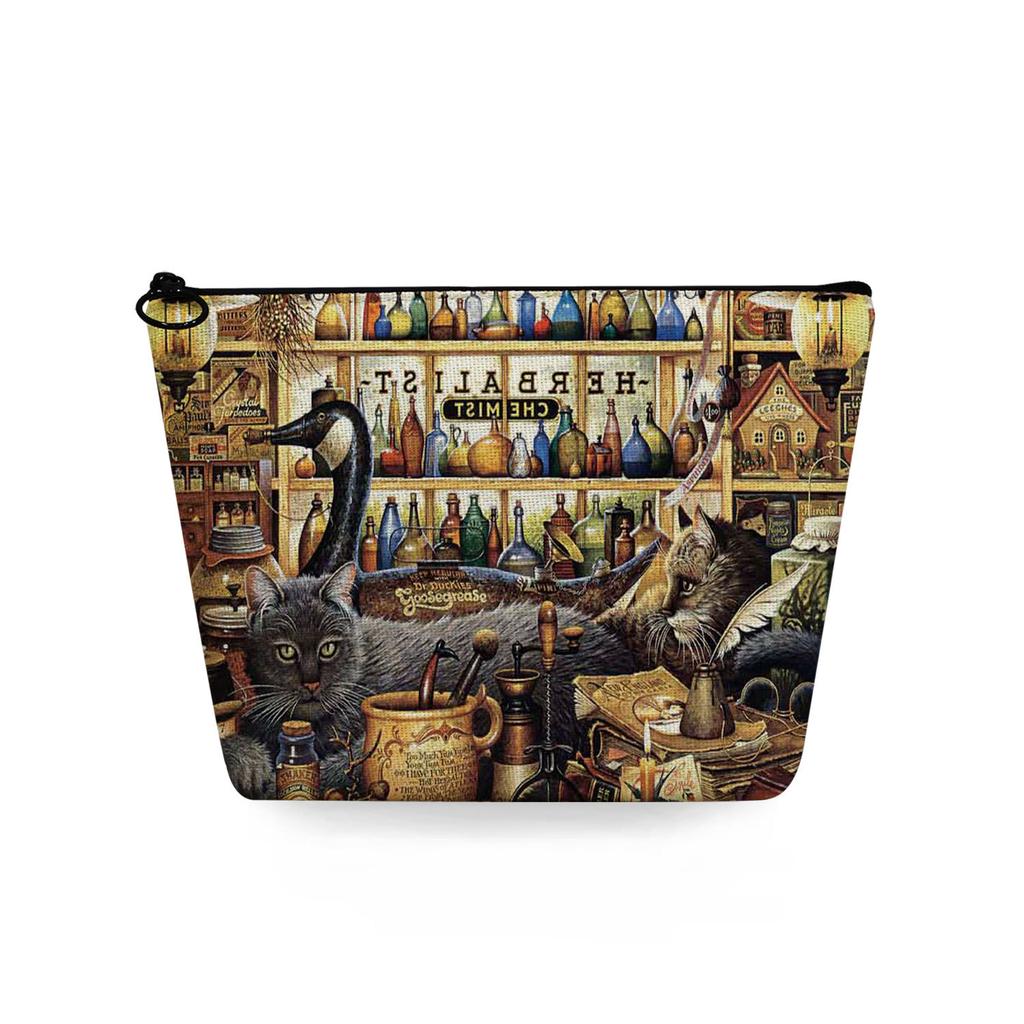 Dam Katt Tryck Sminkväska Toalettartiklar Organisera Reseförvaringsfodral 6784