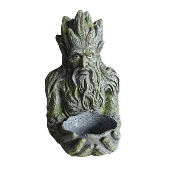 Baumgesicht Vogelhäuschen Harz Baum alter Mann Skulptur Vogelfutterhalter Wetterfest Outdoor Vogelhäuschen für Garten Terrasse Hof Dekoration