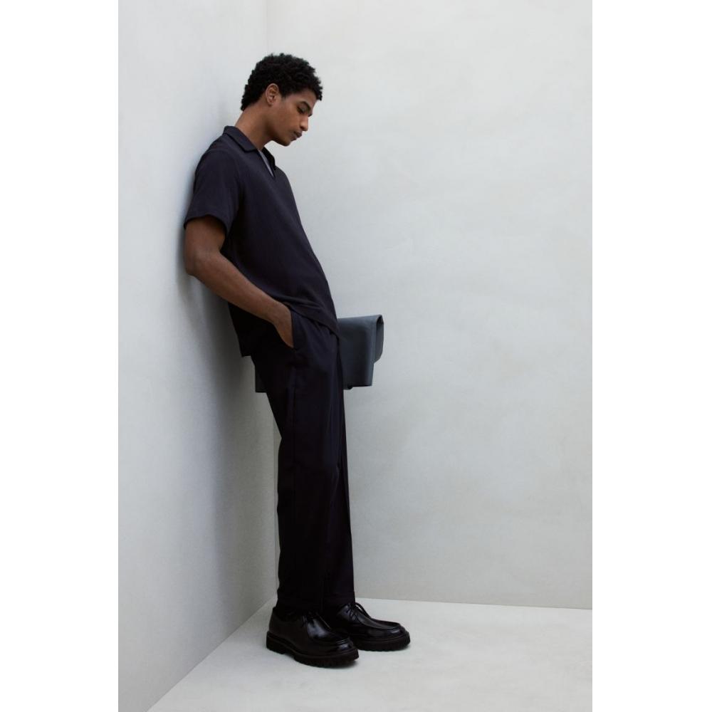 H M Collar T sHirT Regular fiT Navy Blue