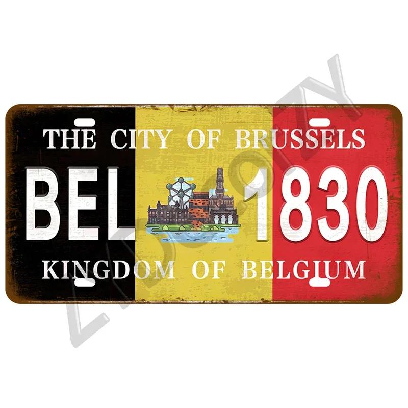 KLIOU Country Flag Tin Signs 15x30 Plaque France Spain Germany License Plate For Wall Home Restaurant Craft Bar Decor Metal Sign