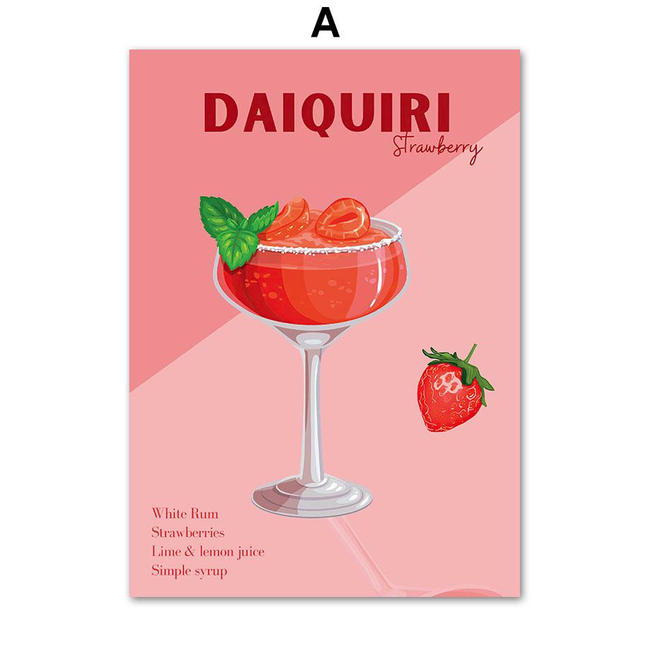 Cocktail Espresso Lemonade Wall Art Canvas Painting Retro Drinks Posters And Prints Pictures For Drink Shop Bar Room Decoration