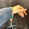 High-end fashion square crystal mobile phone chain hanging decoration hand-beaded hand chain mobile phone case pendant mobile ph