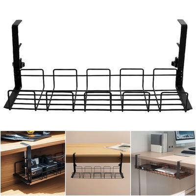Cable Management Box Under Desk Cable Organizer Storage Shelf Desk Wire Management Cable Tray Under Desk No Drill Metal Rack For