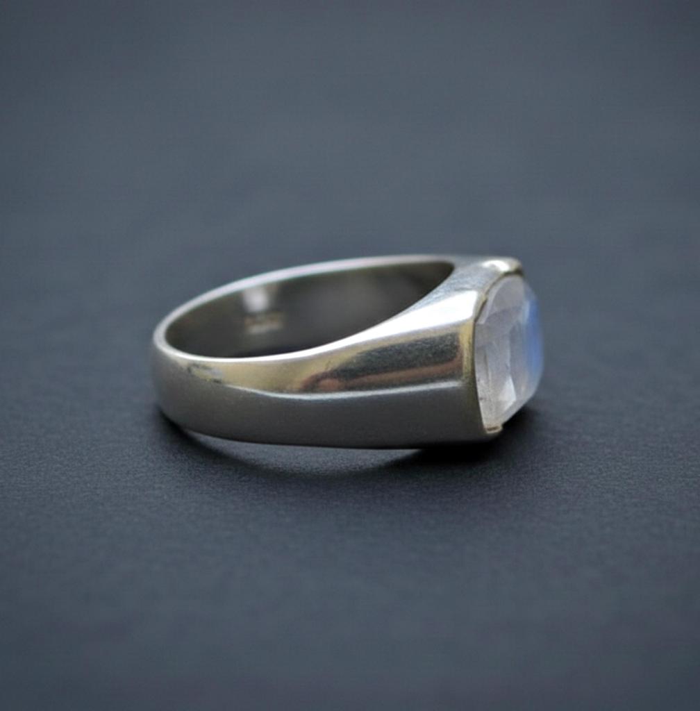 Rainbow Moonstone Signet Ring, 925 Sterling Silver Jewelry, Handmade Cushion Cut Gemstone Boho Ring