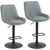 Set of Two Faux Leather Retro Bar Stools - Light Grey
