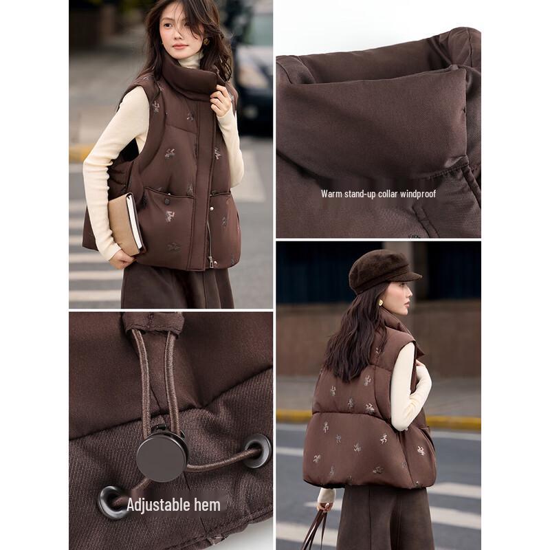 Women's Sequin Embroidered Sleeveless Padded Vest