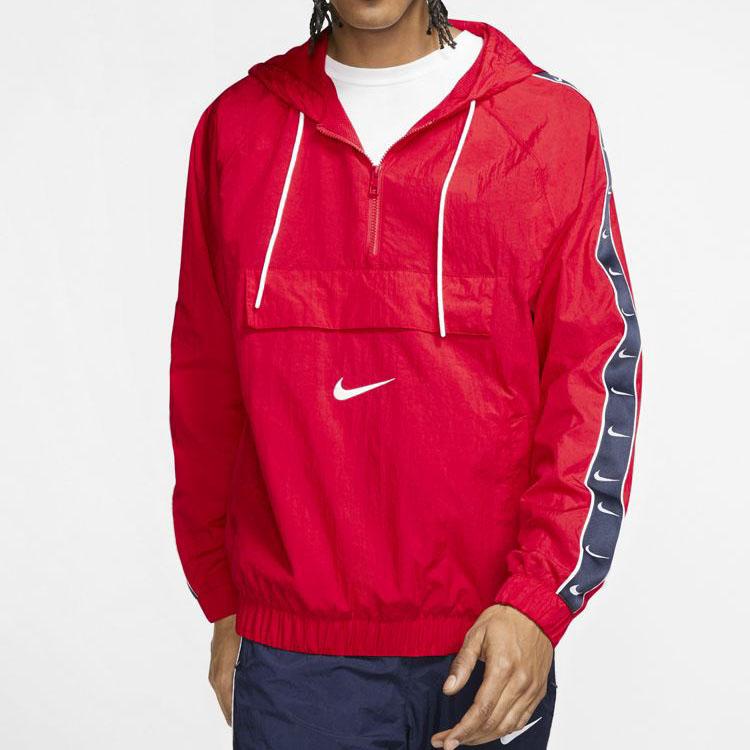 Nike NSW Big Swoosh Half-Zip Hooded Jacket Men Outerwear Red CD0420-657