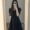 Summer V-neck Dress Children Look Thin Summer Niche Hepburn Style Small Black Dress