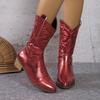 2023 Autumn European & American Women's Mid-Tube Solid Color Pointed Toe Casual Martin Boots with Thick Heels