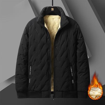 Men's Winter Cotton Casual Warm Cotton-padded Jacket Coat Thickened  Lambswool Cotton Coat Windproof Business Jacket
