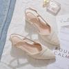 Women's Pumps Fashion Pointed Toe Buckle Strap Slingbacks Chunky Heel Sandals Spring Summer New Simple Versatile High Heels