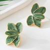 Vintage Red Enamel Petal Post Stud Earrings For Women Metal Flower Temperament Earrings Jewelry Daily Holiday Gifts