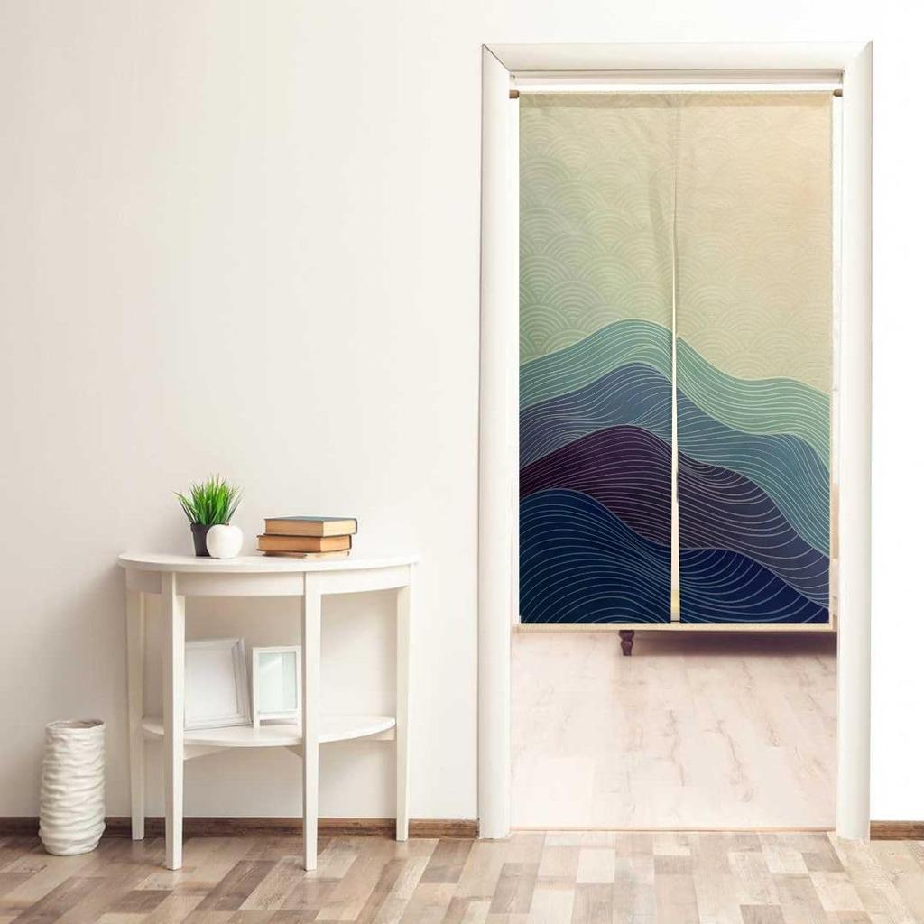 Noren Stilvoller Raumteiler, Satin, für Wohnzimmer, Ankleidezimmer, Türvorhang, Sichtschutz, Türtrennvorhang, Breite 85, Länge 170, NR1339, Noren, Vorhang, Webart, lang,