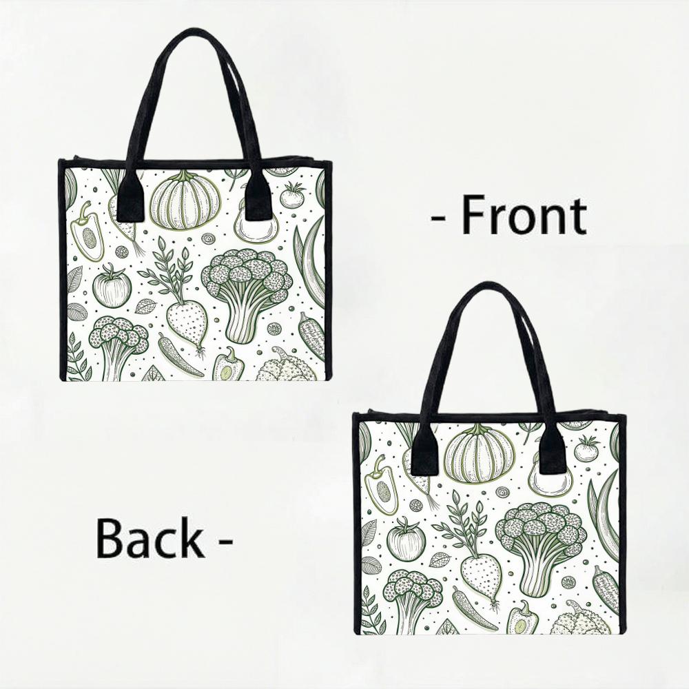 Vegetable Pattern Tote Bag Casual Large Capacity Daily Shopping Shoulder Handbag