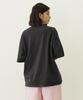 Milkfed Women's Casual Cut Out Logo Pocket Wide Short Sleeve Tee In Charcoal