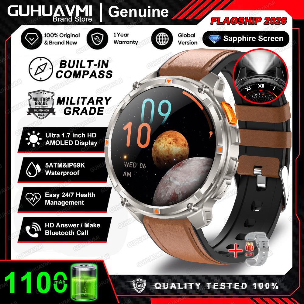 2026 New 1100mAh Battery Smart Watch GPS Path 5ATM Waterproof Sports Run Tracker Outdoors Compass Military Smartwatch