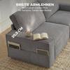 218 cm 3-Seater Sofa, Modern Corduroy Sofa with Pocket Spring Upholstery, Wide Armrests and 2 Cushions, Light Grey
