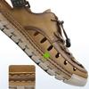 Men Sandals New Elastic Band Leather Hollow Breathable Comfortable Lightweight Summer Outdoor Beach Walking Sandals for Teen
