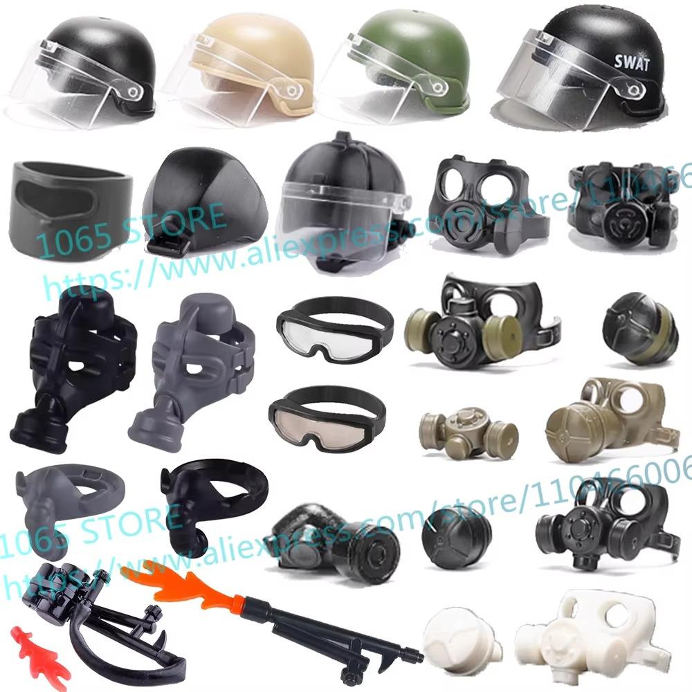 Military MOC Figure Building Blocks Explosion Proof Helmet Hat Gas Mask Kit SWAT Goggle Vest Belt Headset DIY Toy Gift K001