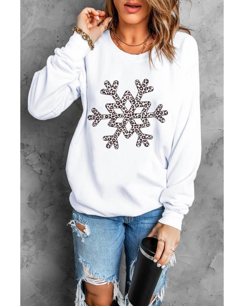 Azura Exchange Leopard Snowflake Pullover Sweatshirt