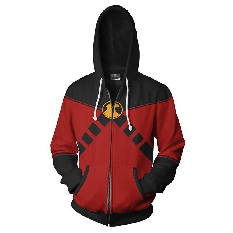 Superhero Nightwing Robin Cosplay Hoodie Costume Sweatshirt Halloween Zipper Outerwear Casual Hoodies Cosplay Costume