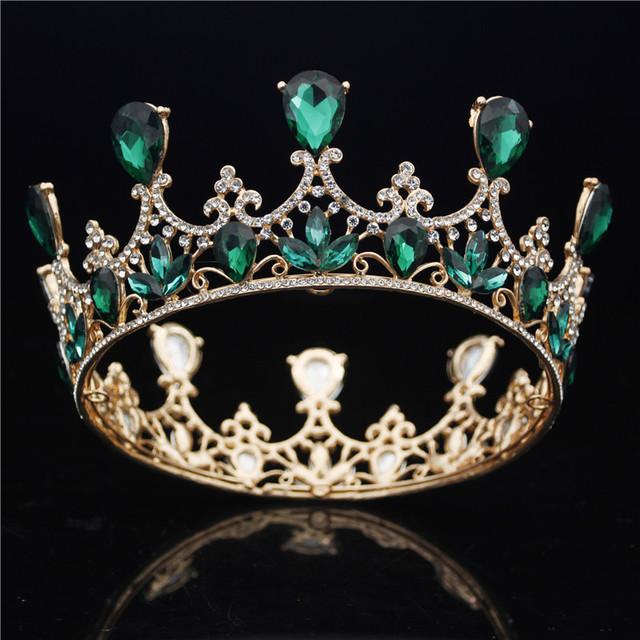 Fashion Crystal Wedding Crown Vintage Royal Queen Tiaras and Crowns Pageant Prom Hair Jewelry Bridal Diadem Head Ornament