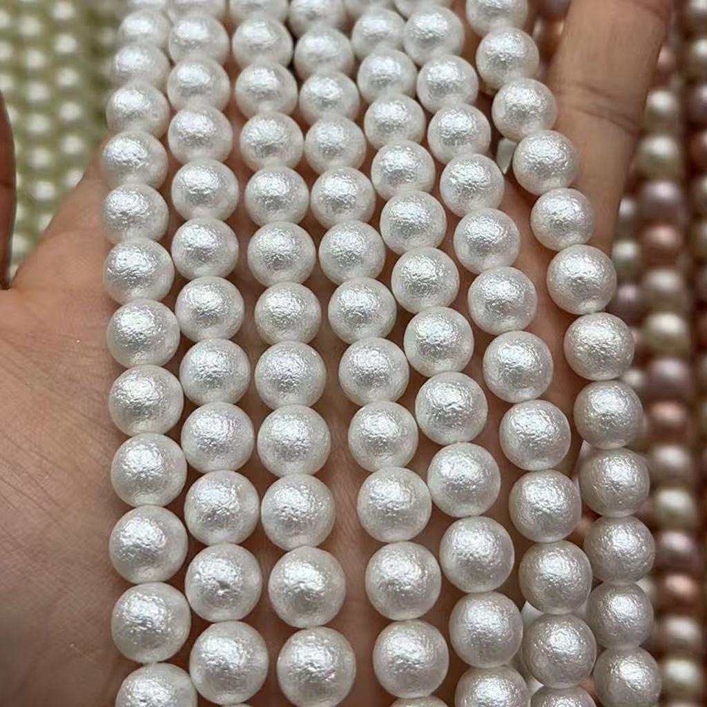White Natural Shell Mother of Pearl Beads, Boho Handcrafted Round Loose Spacer Beads for Jewelry Making DIY Necklace Bracelet Anklet Accessories 38cm