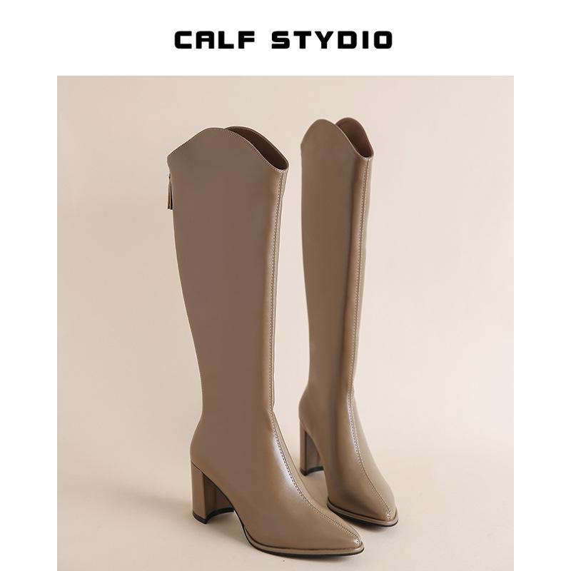Autumn and Winter New Thick Heel High Heel Fashion Boots Rear Zipper Knight Boots
