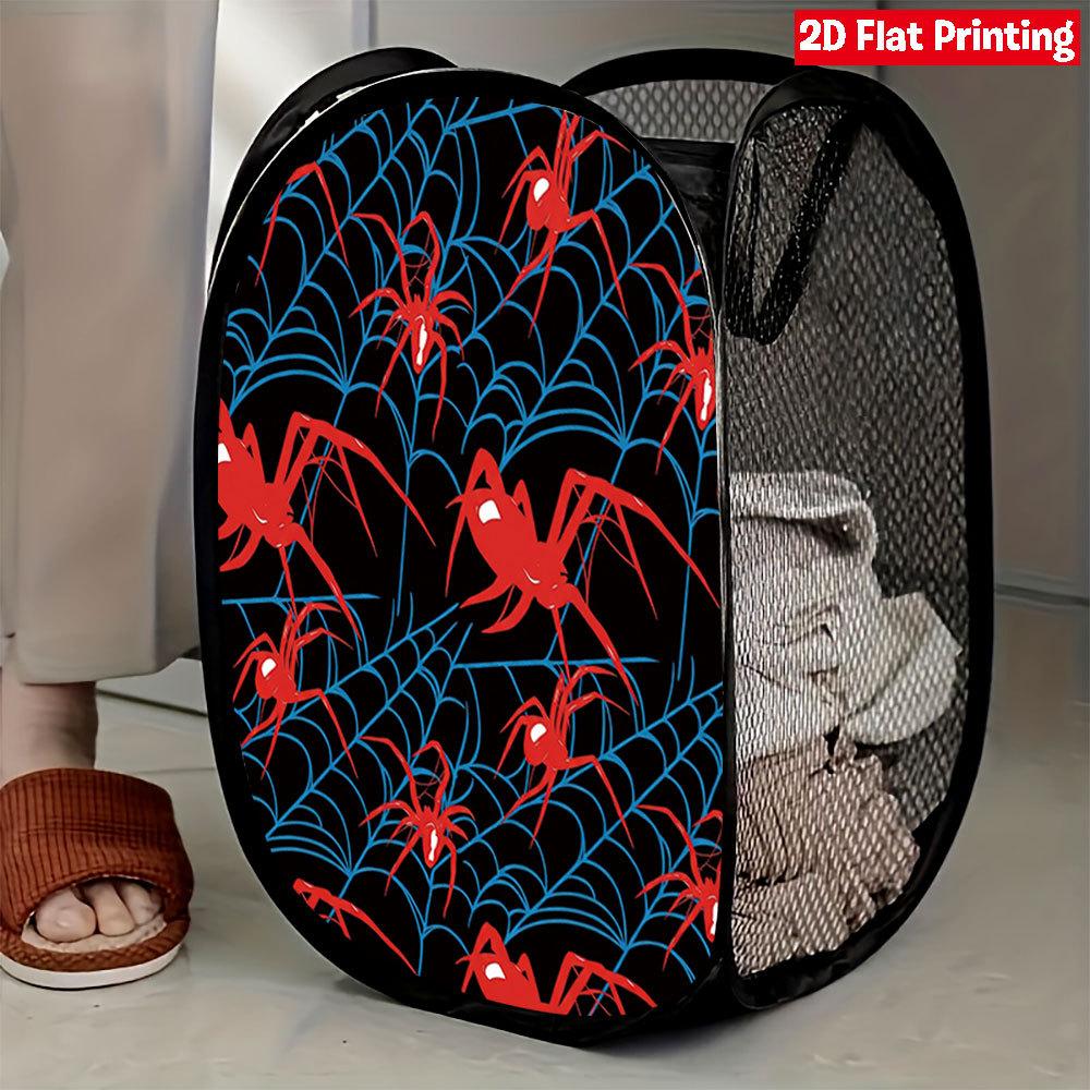 Spider Print Storage Basket Clothes And Miscellaneous Items Mesh Dirty Clothes Basket Dormitory Home Storage Basket 30*47cm