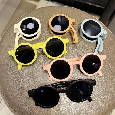 New Children's Folding Sunglasses Children Candy Colored Round Sun Glasses Cute Baby Kids Protective Eyewear UV400 Gafas De Sol