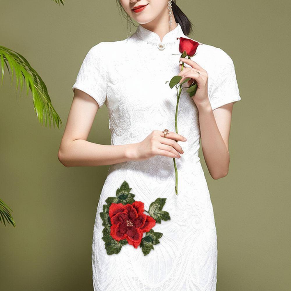 Peony Embroidery Patch Floral Embroidery Floral Applique Fashion Elegant Sewing Accessories