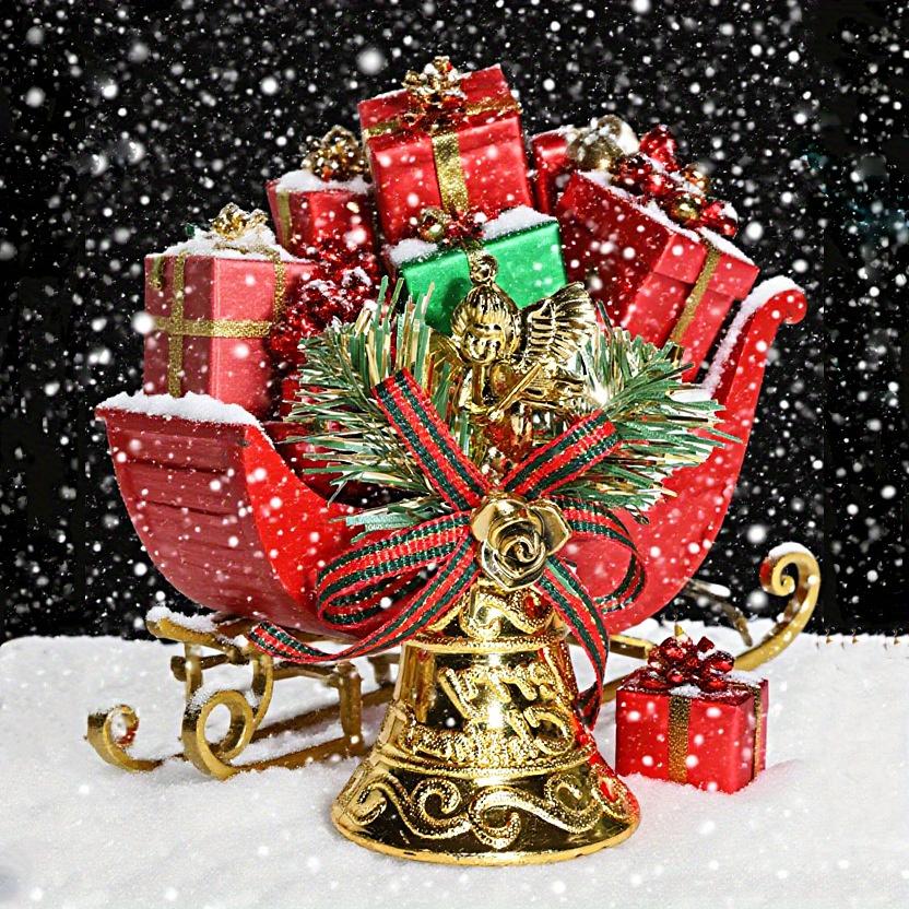 6pcs Golden Bell Pendant Christmas Tree Bowknot Angel Stage Set Bell Pendant Hanging Decorations On Home Garden Doors Christmas