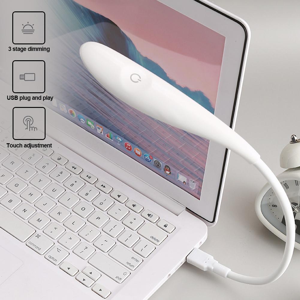 Mini laptopuri portabile USB LED Lumină de noapte PC Laptop-uri Lampă de birou de masă Comutator tactil Portabil Flexibil Reglabil Protecție pentru ochi