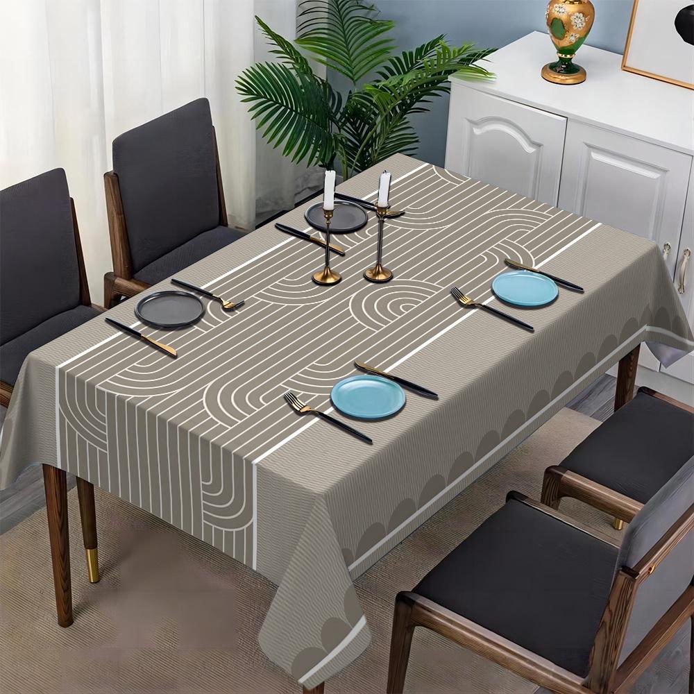 Una elegante tovaglia geometrica grigia - design astratto moderno, copritavolo rettangolare in poliestere, adatto per sala da pranzozyc