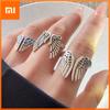 925 Sterling Silver Rings for Women Couple Minimalist Handmade Simple Gold Double Wings Ring Fine Jewelry Gift Prevent Allergy