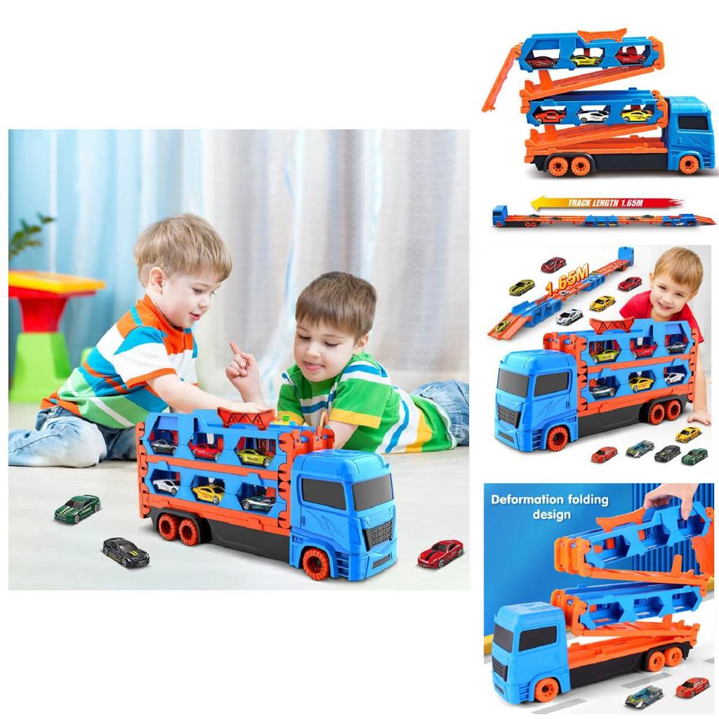 Childrens Large Track Car Set With Collapsible Metal Vehicles For Indoor Play And Development
