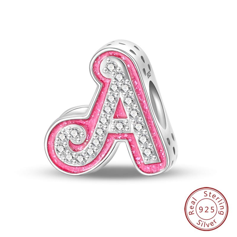 

Серебро 925 пробы Цвет Принцесса Розовый 26 Букв Любовь Шармы Бусины Подходят для Qikaola 925 Браслета Романтический DIY Подарок на День Рождения