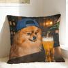 Pillow Case Pomeranian Drinking Beer Comfy  Pillow Cover For Living Room Chair Morden Pillowcases