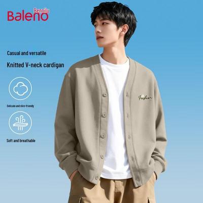 Baleno Men's V-Neck Button Cardigan Sweatshirt