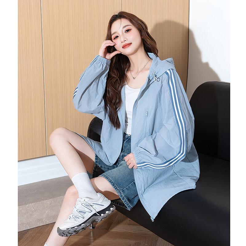 TonLion Women s Hooded Striped Casual Jacket L