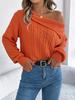 Autumn Winter Sexy Roll Neck Off-Shoulder Cable Knit Long Sleeve Pullover Sweater Women's Clothing