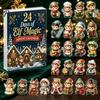 Christmas Decorative Hanging Charms Magic Elf Advent Calendar, 24 Day Acrylic 2D Ornament Set with Durable Holiday Patches Cute Mini Figures,