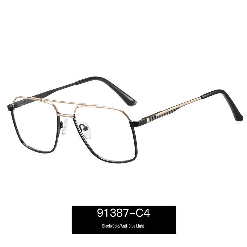 Men's Trendy Double Bridge Eyeglass Frames – European & American Style, Face Slimming, Prescription Ready