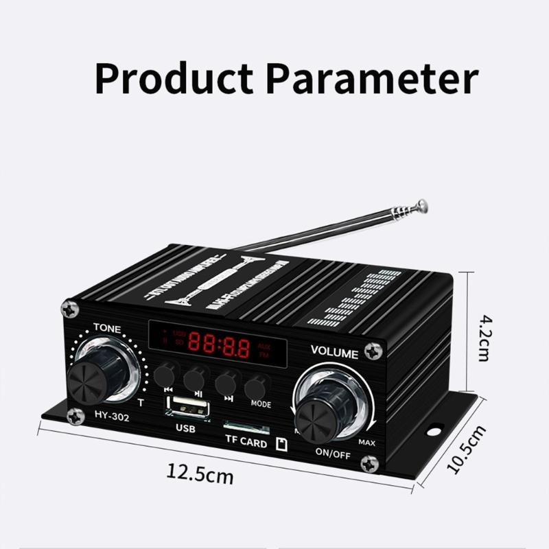 HY 302 12V Digital Amplifier For Home Car Auditory With USB TF Playing BT5.0 FM Radio