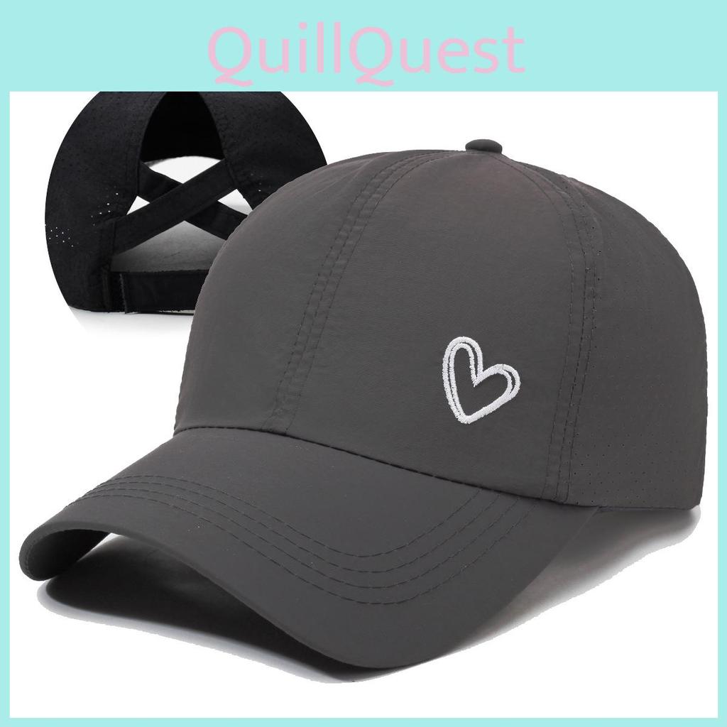 Cap Womens Baseball With Breathable And Cross Design Love Heart Embroidery