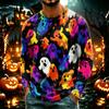 Men's Casual Halloween Print Neck Long Sleeve T-Shirt Lightweight for Daily Wear
