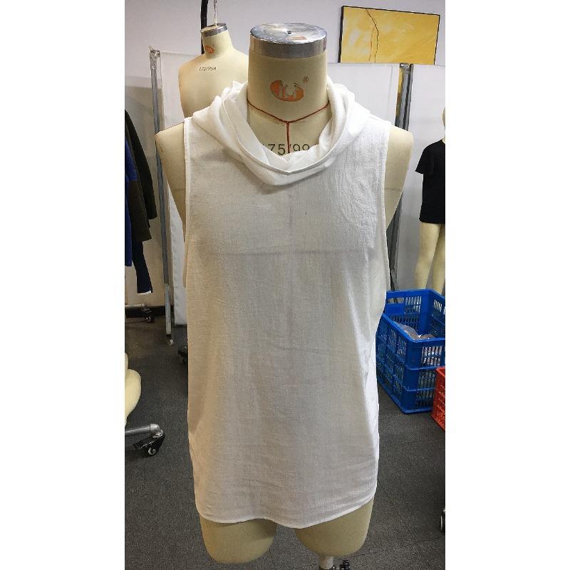 Plus-size Men's Summer Leisure Outdoor Entertainment Solid Color Breathable Sleeveless Hooded Vest