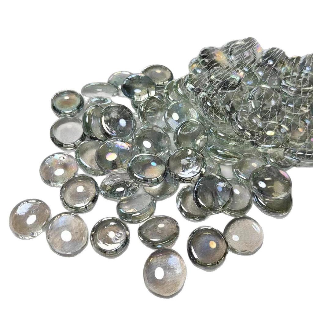 Sky Blue Transparent Glass Beads for Stove Decoration, 16-19mm Mediterranean Flat Crystal Beads