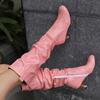 Yellow Pink Women Knee High Boots High Heel Big Size 50